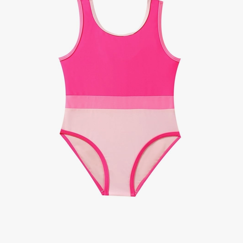 Vibrant Pink Kids One Piece Swimsuit